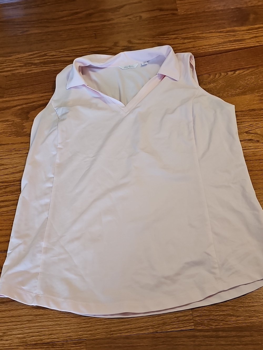 Lady Hagen Pale Pink Collared V-Neck Sleeveless Golf Shirt